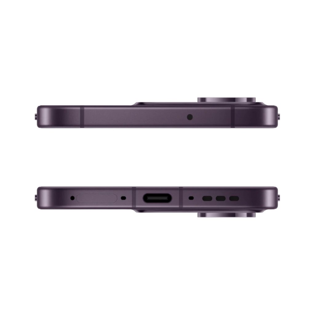 OPPO Reno16 5G roxo com tela AMOLED 6.32 120Hz, câmera tripla traseira, furo central na tela, capa transparente inclusa e carregador branco - Item4