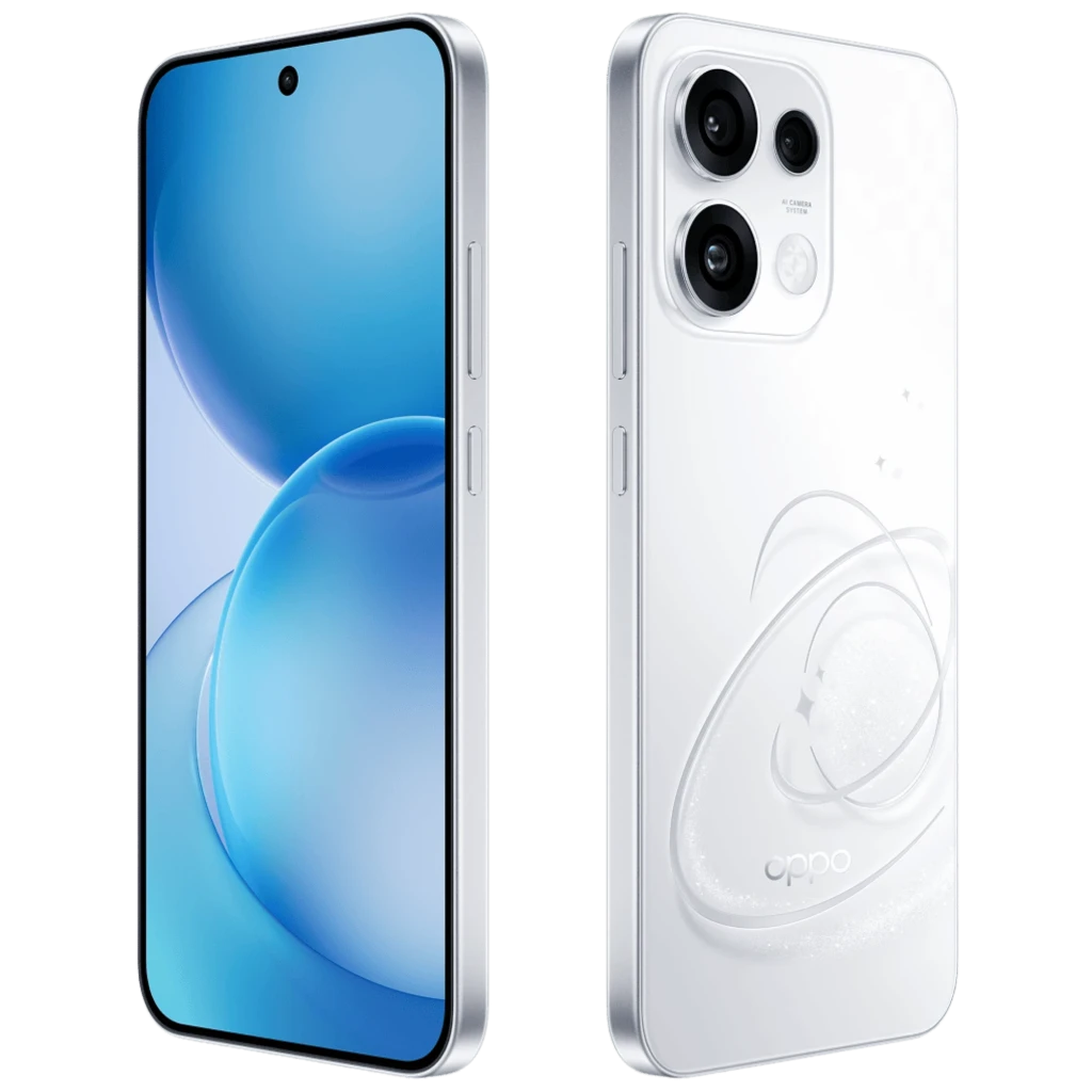 OPPO Reno16 FS 5G blanc avec grand écran AMOLED 6,57 pouces 120 Hz, triple capteur 50 Mpx, coque transparente incluse et chargeur secteur blanc - Ítem2