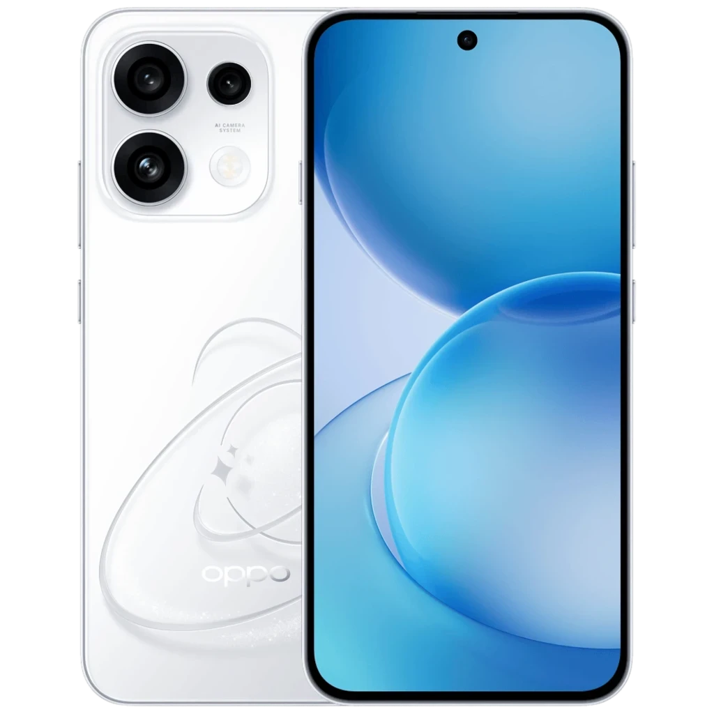 OPPO Reno16 FS 5G blanco con pantalla AMOLED 6,57 pulgadas 120Hz, triple cámara trasera con módulo circular y frontal perforada centrada