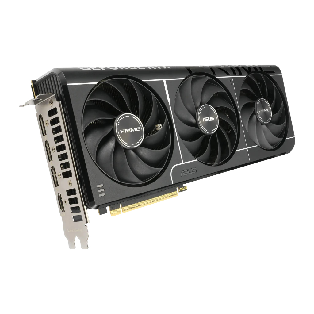 ASUS Prime GeForce RTX 5070 Ti OC 16GB Preto, produto e caixa: placa com triplo ventilador ao lado da embalagem - Item3