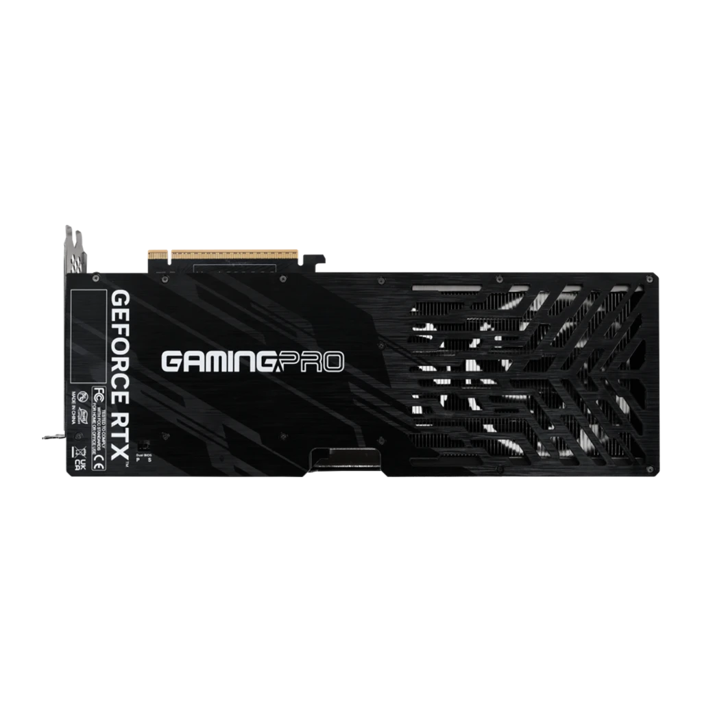 Palit RTX 5070 Ti GamingPro-S 16GB preto, caixa e placa: embalagem azul ao lado da GPU com triplo ventilador vista frontal - Item4