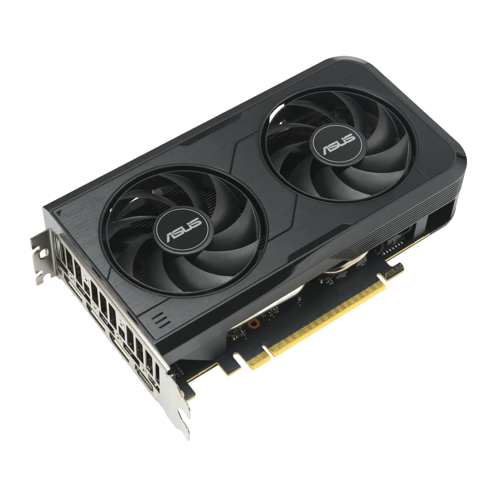 ASUS Dual GeForce RTX 5050 OC 8GB Preto, produto e caixa: placa com dois ventoinhas e embalagem oficial - Item3