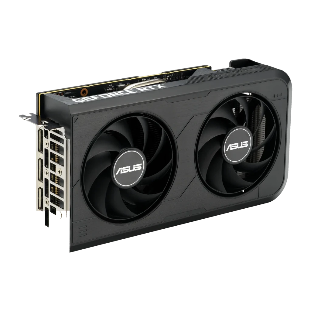 ASUS Dual GeForce RTX 5050 OC 8GB Preto, produto e caixa: placa com dois ventoinhas e embalagem oficial - Item1