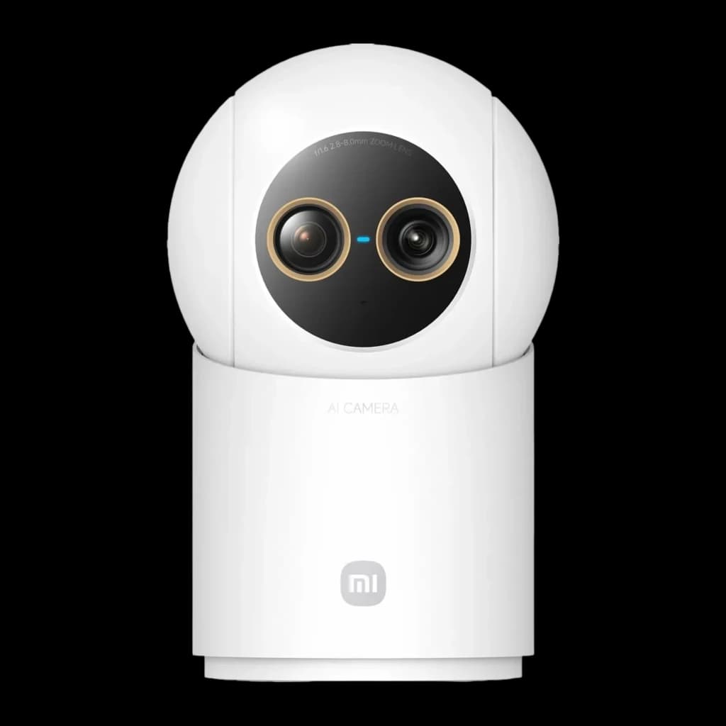Câmara de Vigilância Xiaomi Smart Camera C701 Pro WiFi 6 4K com corpo branco, lente dupla com aros dourados, visão noturna e design esférico minimalista