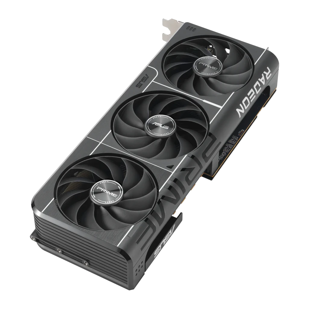 ASUS Prime RX 9070 16GB Preto, produto e caixa: placa gráfica triplo ventilador com embalagem AMD Radeon OC - Item4