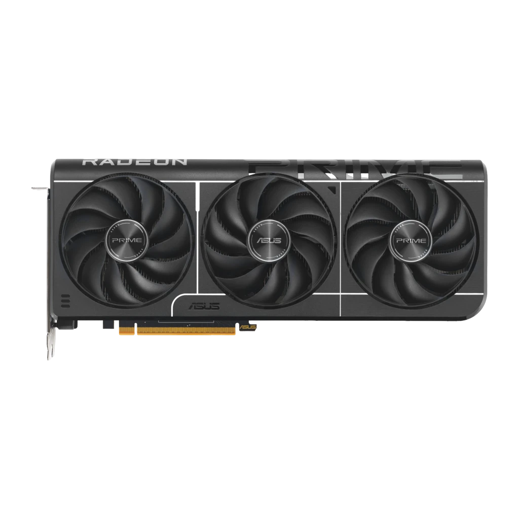 ASUS Prime RX 9070 16GB Preto, produto e caixa: placa gráfica triplo ventilador com embalagem AMD Radeon OC - Item2