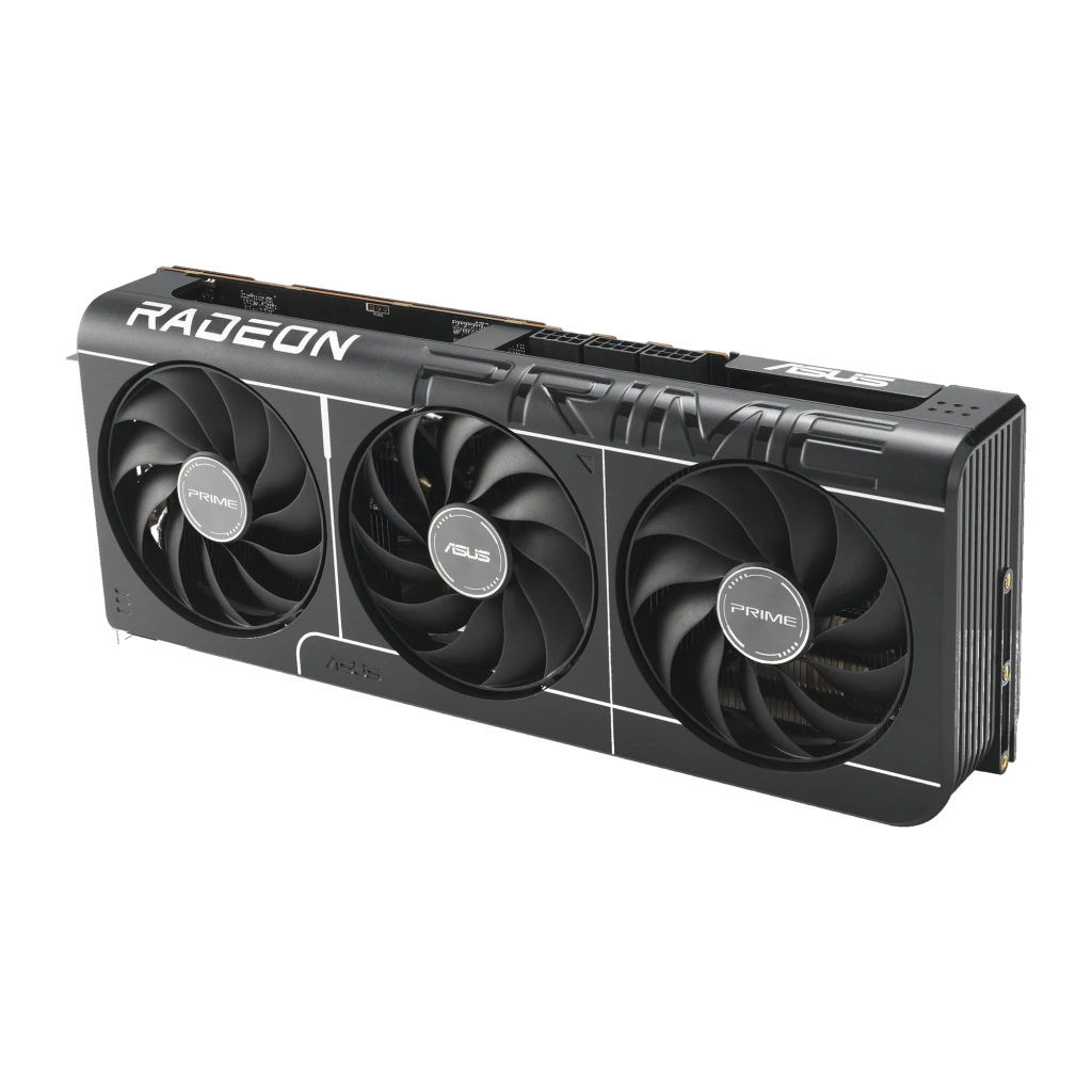ASUS Prime Radeon RX 9070 XT OC 16GB, vista com caixa: placa gráfica preta com triplo ventilador e embalagem AMD - Item2