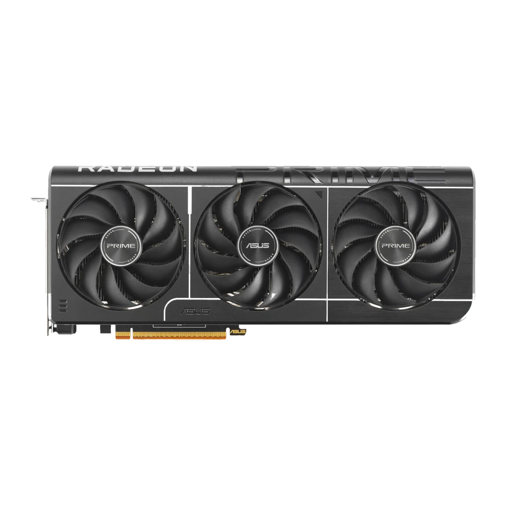 ASUS Prime Radeon RX 9070 XT OC 16GB, vista com caixa: placa gráfica preta com triplo ventilador e embalagem AMD - Item3