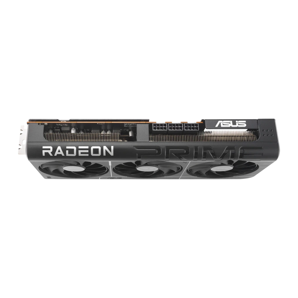 ASUS Prime Radeon RX 9070 XT OC 16GB, vista com caixa: placa gráfica preta com triplo ventilador e embalagem AMD - Item4