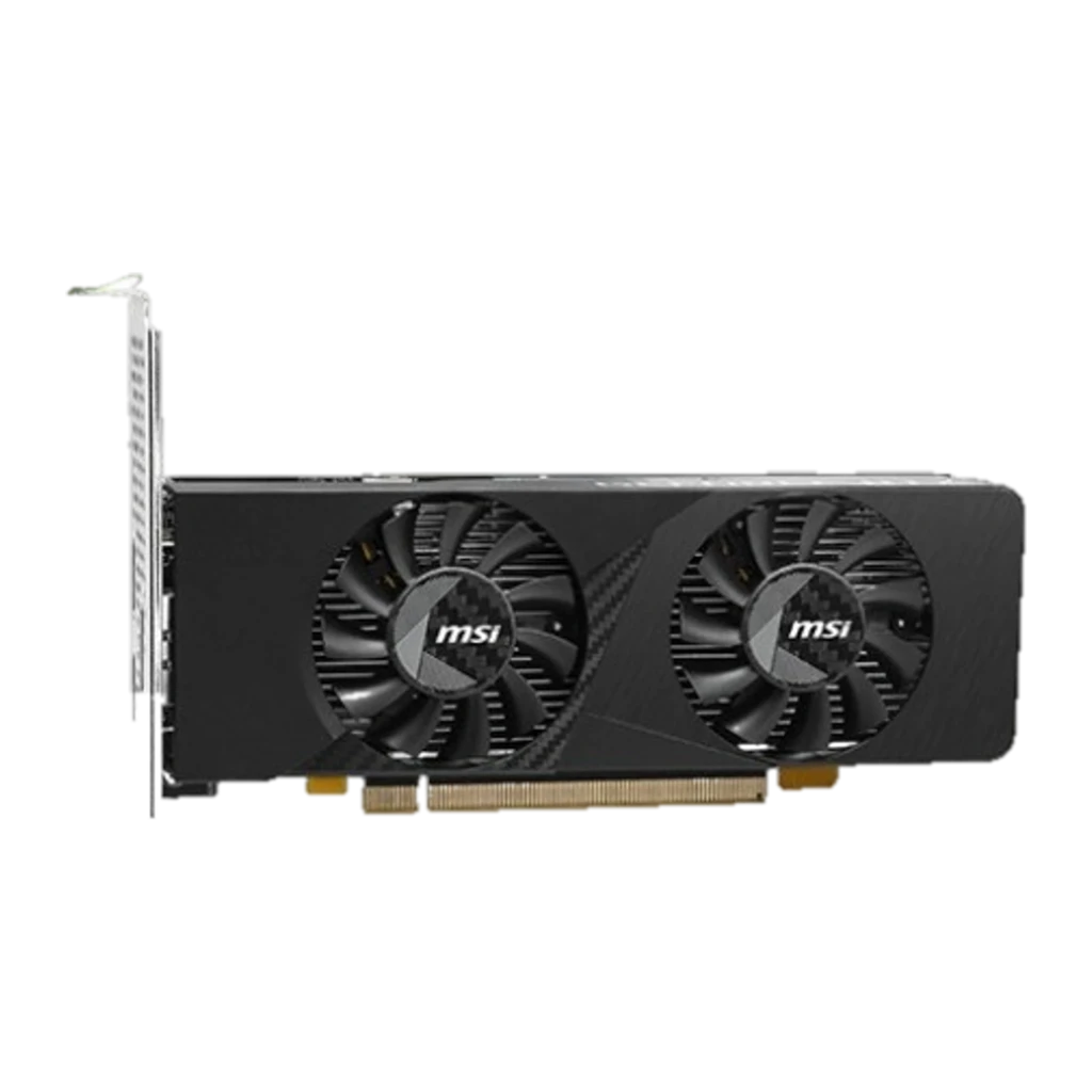 MSI GeForce RTX 3050 LP E 6G OC 6GB preta, produto e caixa: placa low profile com duplo ventilador e embalagem oficial - Item3