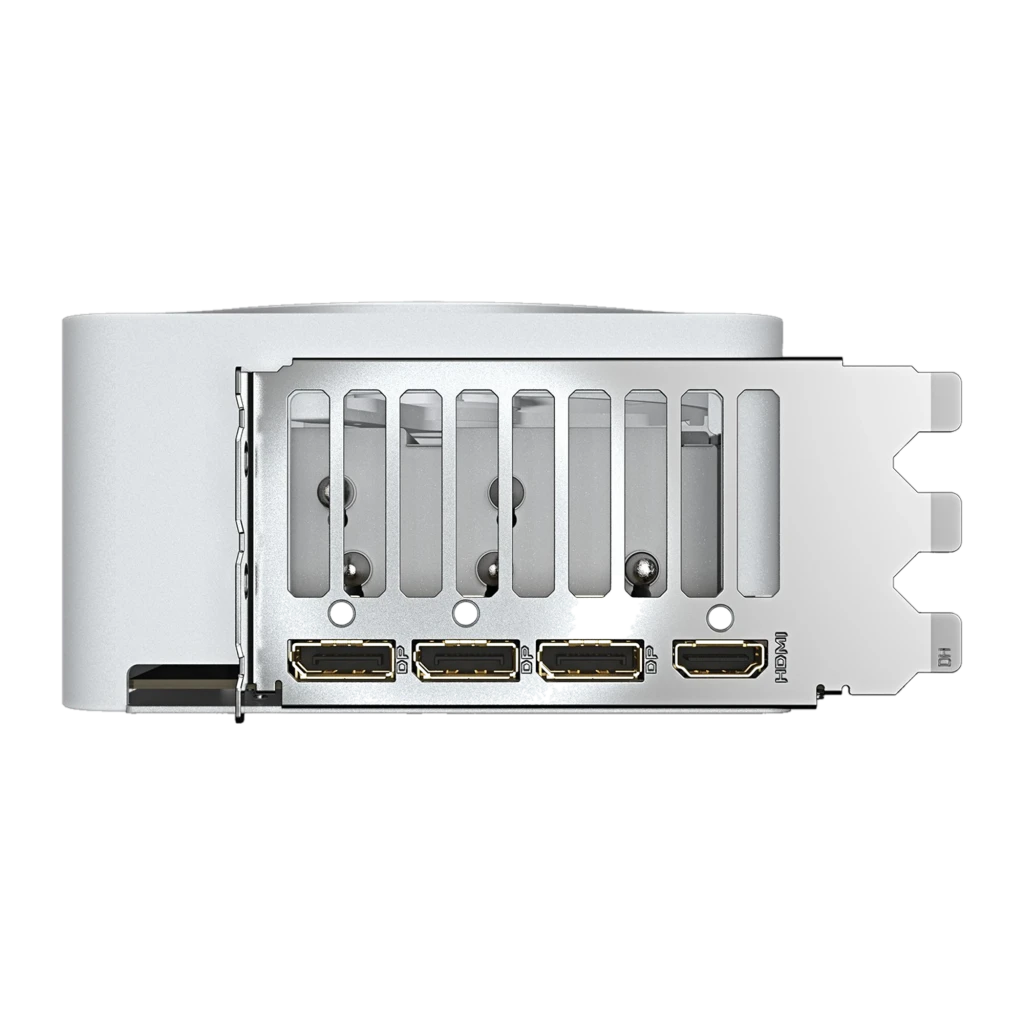 Gigabyte GeForce RTX 5070 Ti Aero OC 16GB Branco, vista com caixa: placa branca com triplo ventilador e embalagem AERO - Item7