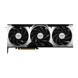 MSI GeForce RTX 5070 Ti Ventus 3X OC 16GB, vista frontal: tres ventiladores con marco plateado y logo MSI sobre fondo negro