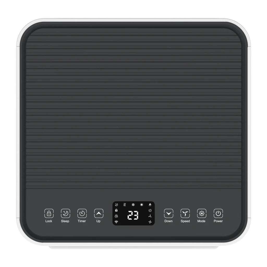 MEACO MC7000RPRO 7000 BTU climatiseur portable blanc avec écran LED, grilles d’aération horizontales, roulettes et contrôle via application mobile - Ítem6