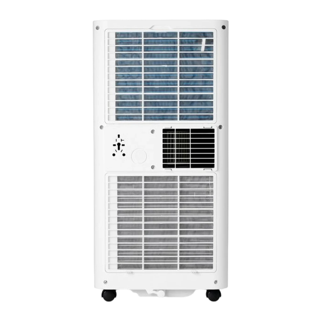 Climatiseur portable blanc avec écran LED 22, volets d’air horizontaux, coins arrondis et roulettes discrètes pour déplacement facile - Ítem3