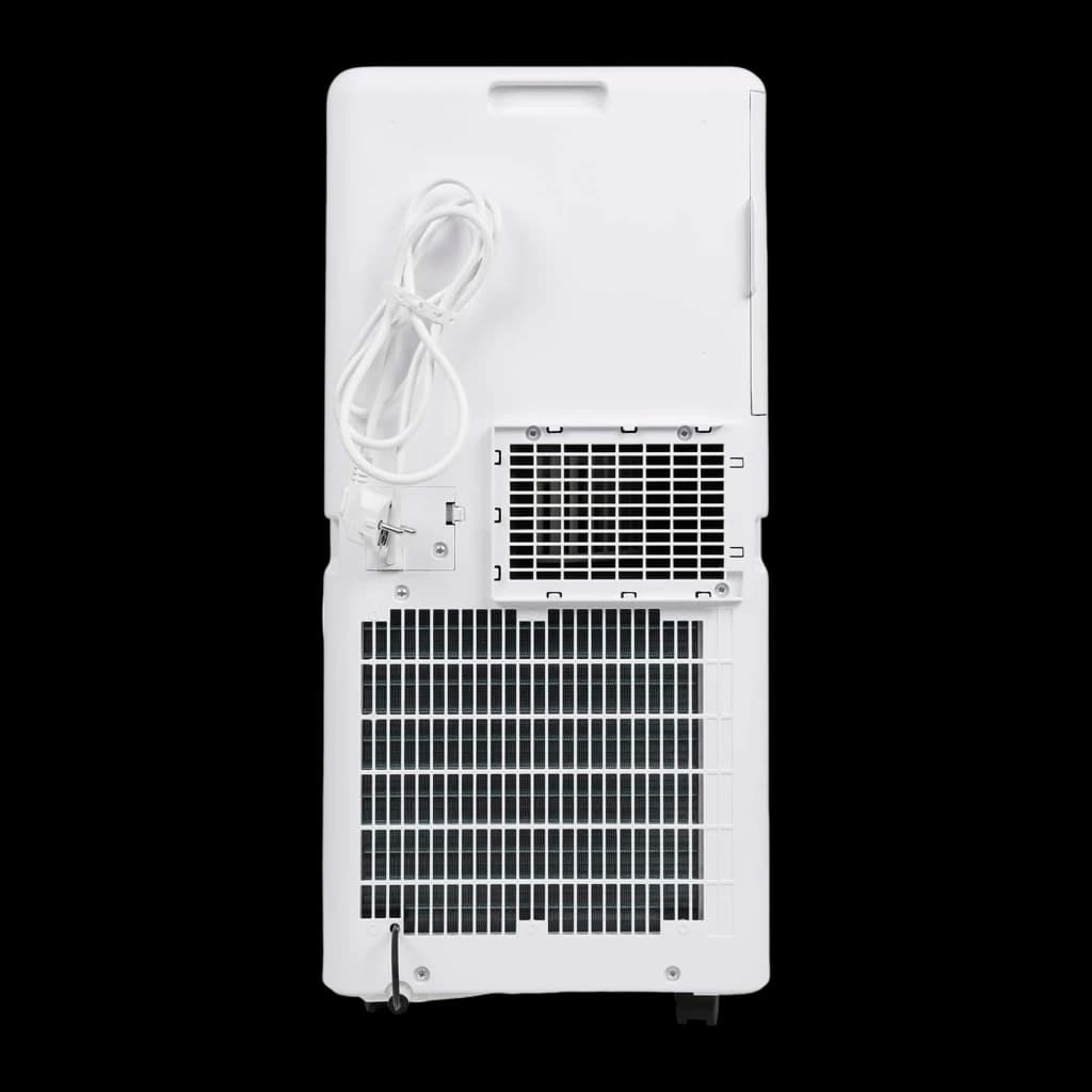 Arrière du climatiseur portable TriStar AC-5707 blanc avec grande grille de ventilation, filtre amovible, enrouleur de câble et roulettes discrètes