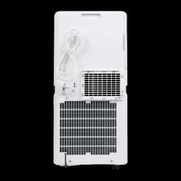 Arrière du climatiseur portable TriStar AC-5707 blanc avec grande grille de ventilation, filtre amovible, enrouleur de câble et roulettes discrètes
