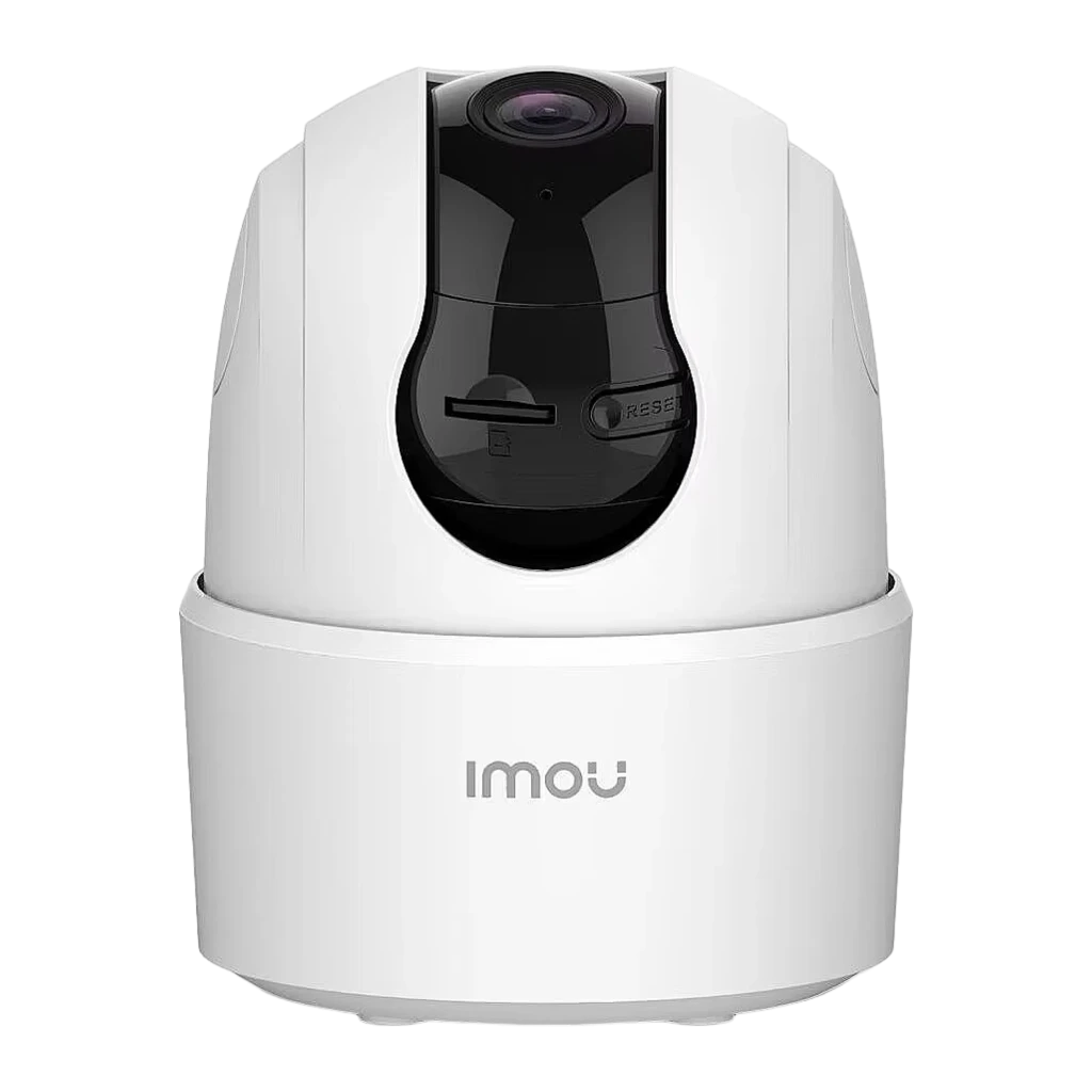 Imou Ranger 2C 3MP 256GB blanco, vista lateral en ángulo: lente en primer plano y cuerpo PT giratorio - Ítem1