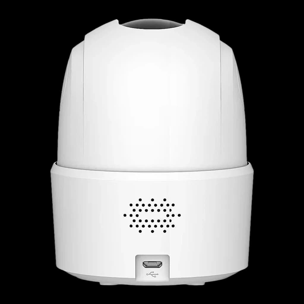 Imou Ranger 2C 3MP 256GB blanc, vue arrière: grille du haut-parleur et port micro USB sur la base