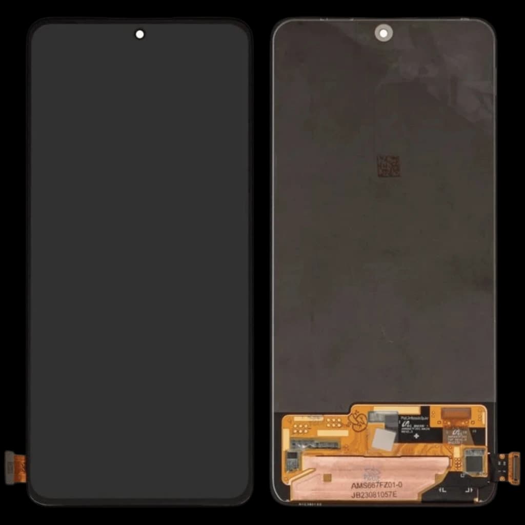 Substituição de ecrã OLED sem moldura para Xiaomi Redmi 12 13 4G 5G M6 Pro NOTE 12R 13R com painel frontal preto e conetor flex laranja exposto