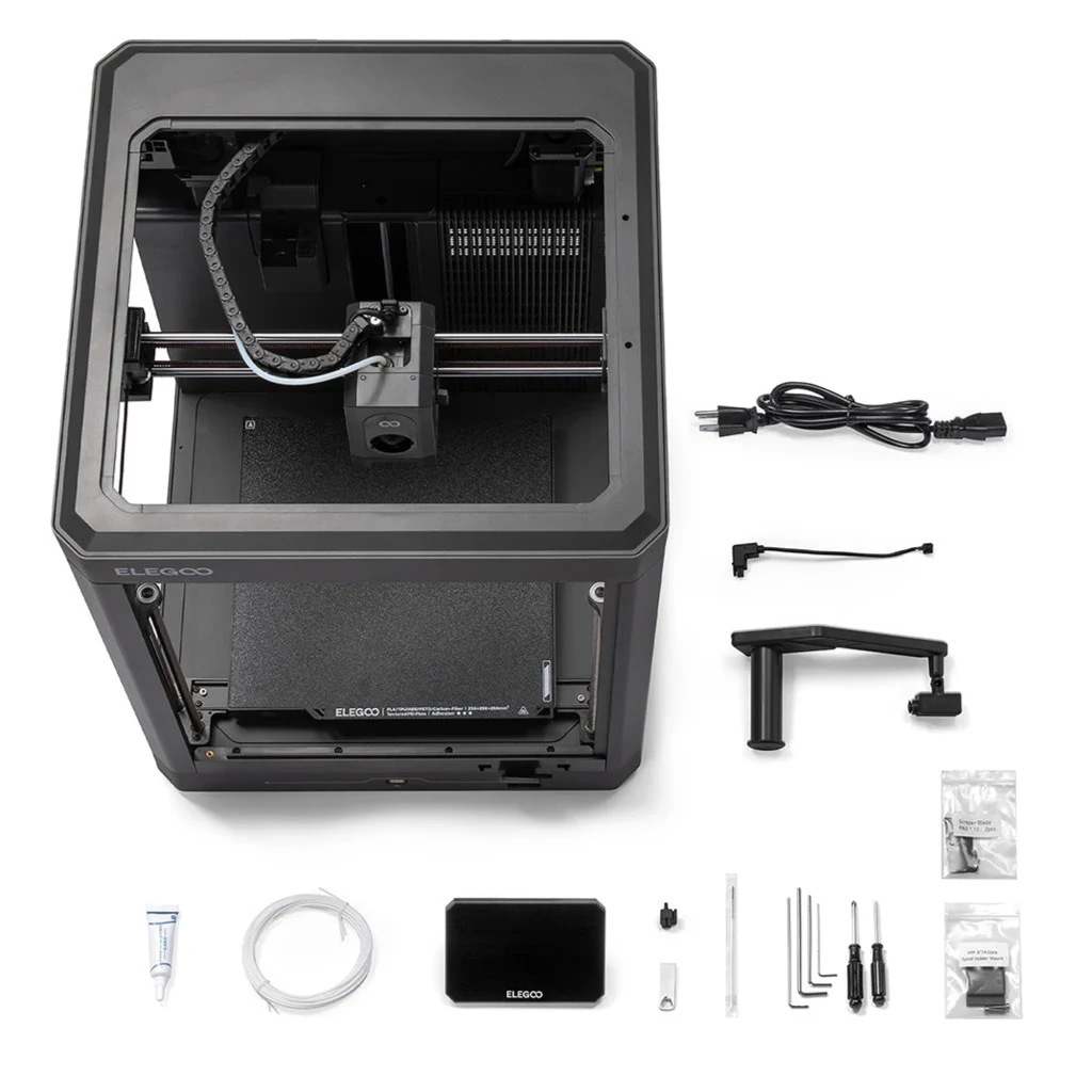 Impresora 3D Elegoo Centauri 2 con chasis negro cerrado, módulo frontal con cámara, cama de impresión amplia y portabobina lateral para 4 colores CANVAS 500 - Ítem7