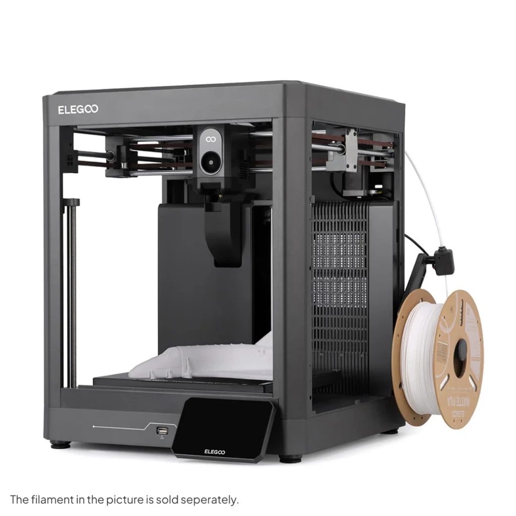 Impresora 3D Elegoo Centauri 2 con chasis negro cerrado, módulo frontal con cámara, cama de impresión amplia y portabobina lateral para 4 colores CANVAS 500 - Ítem6