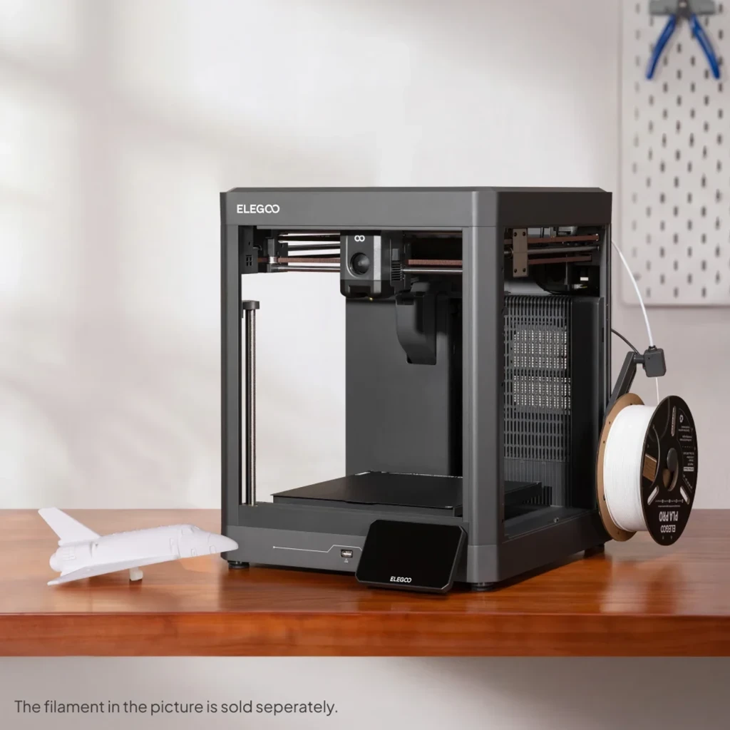 Impresora 3D Elegoo Centauri 2 con chasis negro cerrado, módulo frontal con cámara, cama de impresión amplia y portabobina lateral para 4 colores CANVAS 500 - Ítem5