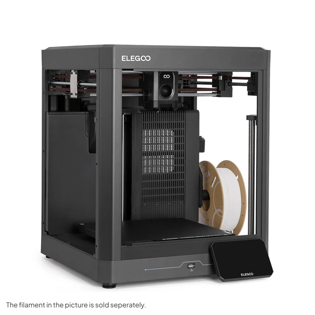 Impresora 3D Elegoo Centauri 2 con chasis negro cerrado, módulo frontal con cámara, cama de impresión amplia y portabobina lateral para 4 colores CANVAS 500 - Ítem3