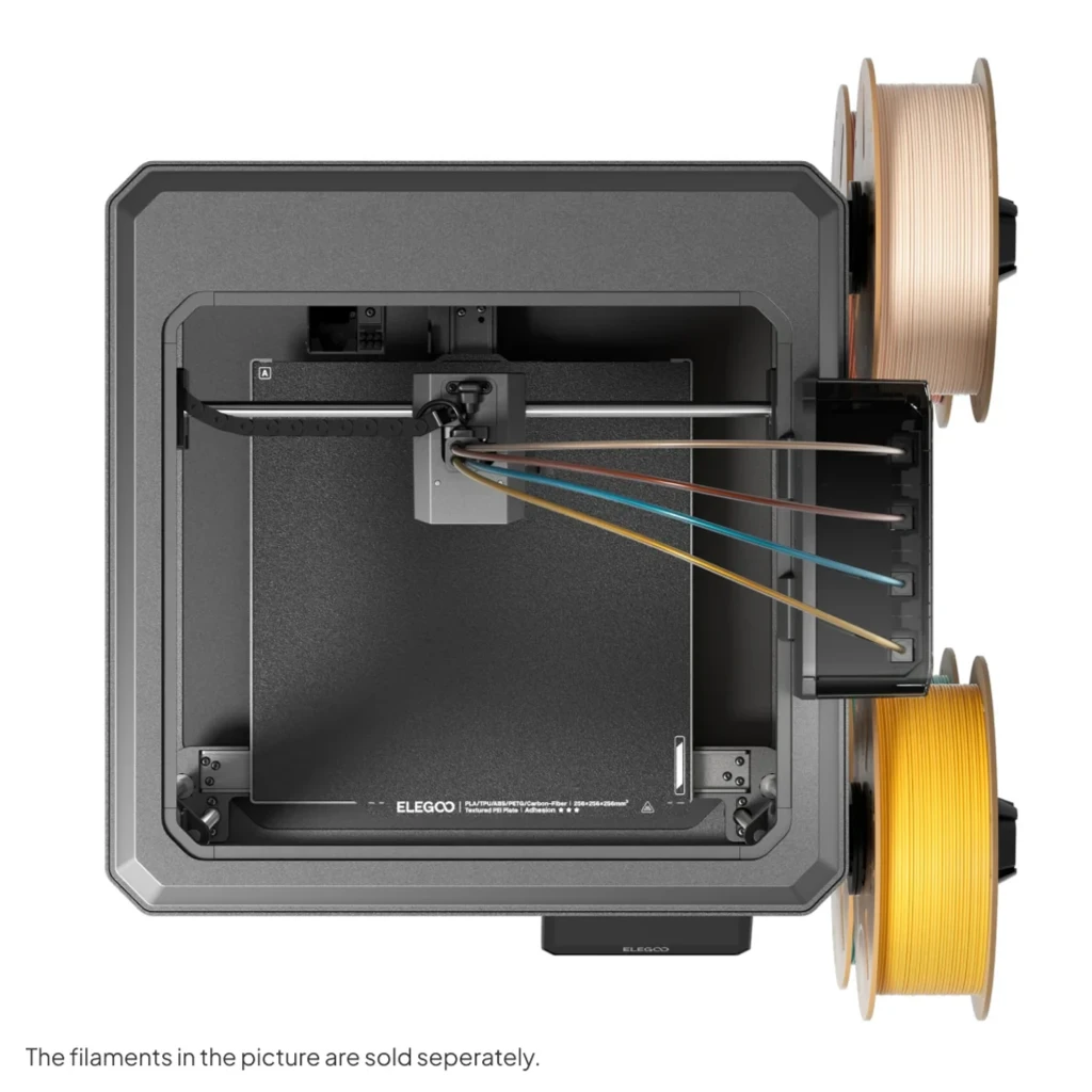 Impresora 3D Elegoo Centauri Carbon 2 Combo CANVAS con módulo 4 colores RFID, cuatro bobinas visibles, chasis metálico robusto y pantalla táctil frontal - Ítem7