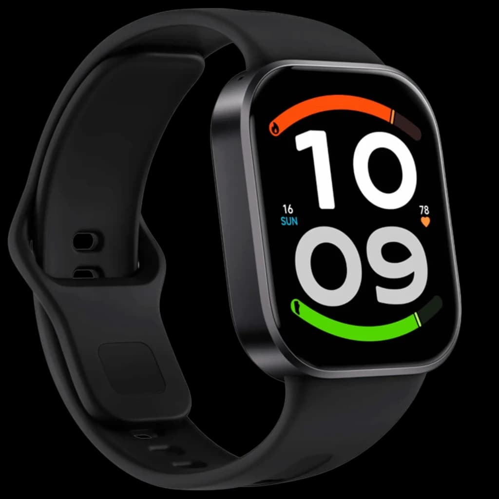 Xiaomi Redmi Watch 6 Active Noir, appels Bluetooth, boîtier rectangulaire noir, grand écran couleur avec chiffres XL, bracelet silicone noir ajustable