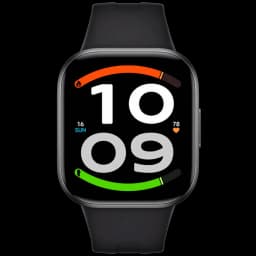 Xiaomi Redmi Watch 6 Active Noir avec grand écran rectangulaire, bracelet silicone noir, cadran numérique coloré, bouton latéral, appels Bluetooth