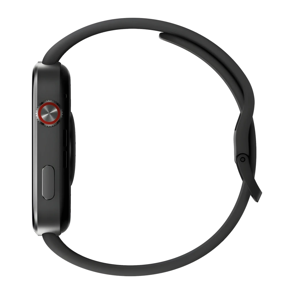 Xiaomi Redmi Watch 6 Active Negro con pantalla a color rectangular, correas de silicona, botón lateral rojo, esfera con métricas de actividad y clima visible - Ítem3