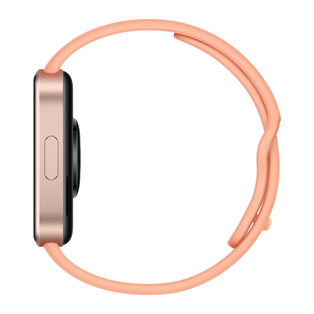 Xiaomi Redmi Watch 6 Active Naranja Atardecer con caja dorada, correa de silicona coral, pantalla rectangular grande y bordes curvos, diseño deportivo elegante - Ítem4