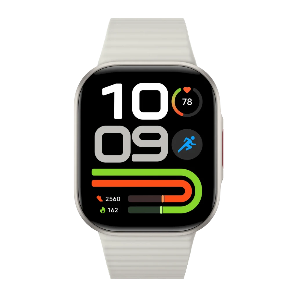 Xiaomi Redmi Watch 6 Lite Plata con caja metálica, correa de silicona beige y pantalla cuadrada grande; botón rojo lateral, GPS GLONASS, SpO2 y FC 24 h - Ítem2