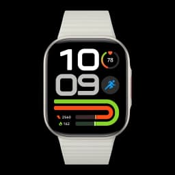 Xiaomi Redmi Watch 6 Lite Plata con pantalla rectangular grande, correa blanca ondulada, iconos de actividad, frecuencia cardiaca y pasos en colores vivos
