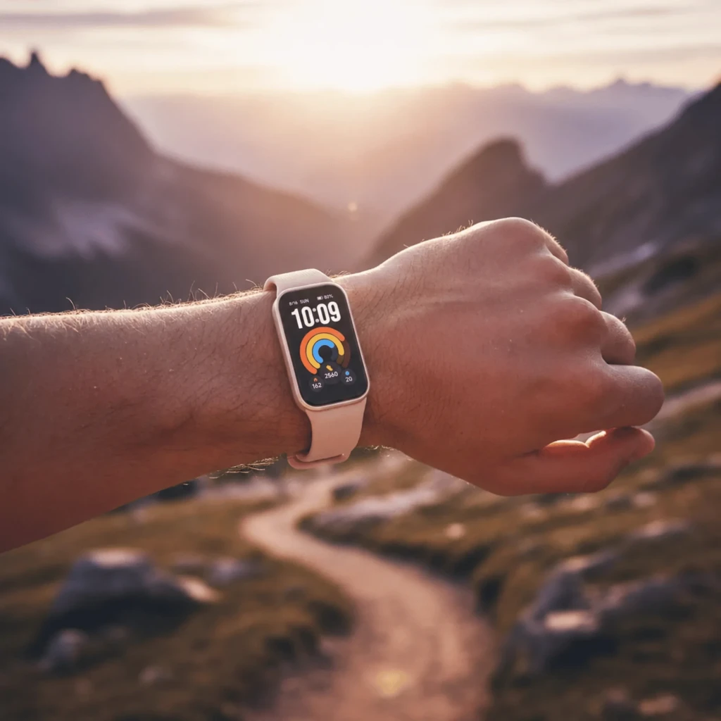 Xiaomi Smart Band 11 Active Rosa con correa de silicona rosada, caja metálica dorada y pantalla rectangular a color con indicadores de pasos, calorías y - Ítem3