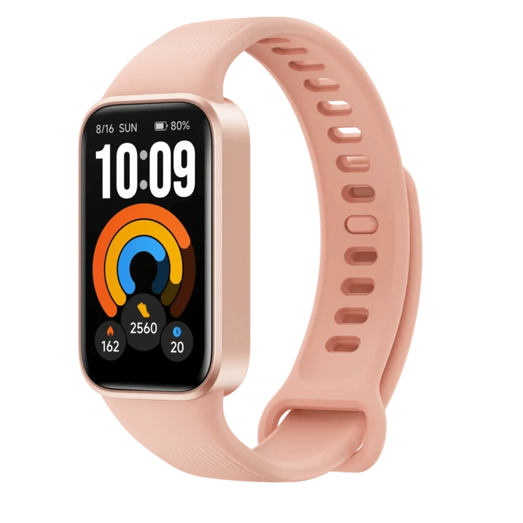 Xiaomi Smart Band 11 Active Rosa con correa de silicona rosada, caja metálica dorada y pantalla rectangular a color con indicadores de pasos, calorías y - Ítem1