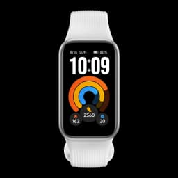 Xiaomi Smart Band 11 Active Plata com ecrã retangular preto, bracelete branca texturizada, mostrador colorido com anéis de atividade, passos e batimentos