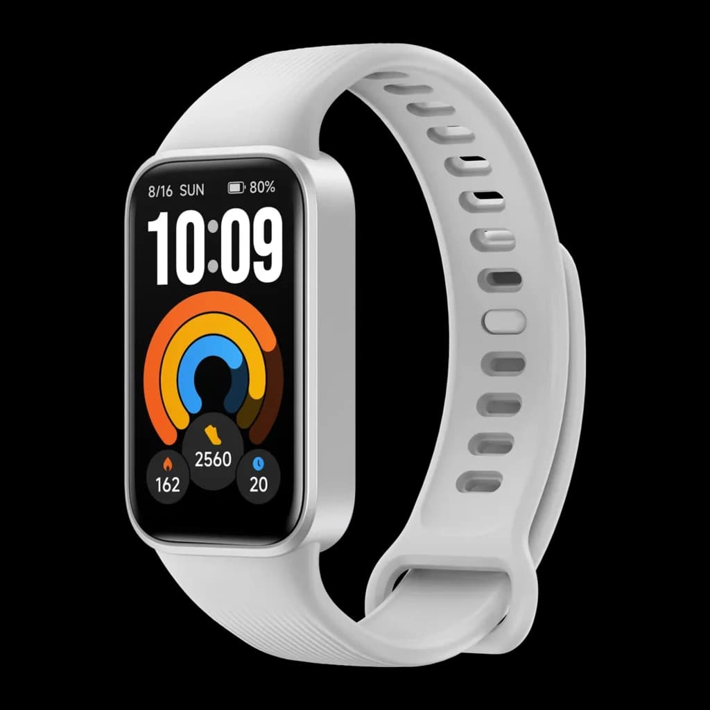 Pulseira Xiaomi Smart Band 11 Active prata com ecrã retangular colorido, mostrador fitness, bracelete de silicone ajustável e fecho clássico