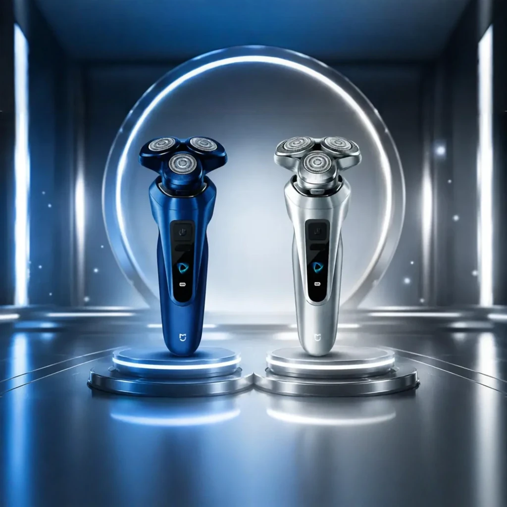Rasoir électrique Xiaomi Mijia Electric Shaver Pro Portable Argent avec 3 têtes rotatives, corps argenté, écran LED central et bouton unique ergonomique - Ítem2