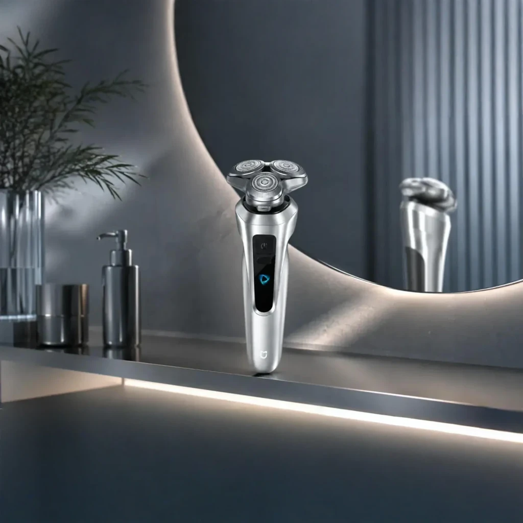 Rasoir électrique Xiaomi Mijia Electric Shaver Pro Portable Argent avec 3 têtes rotatives, corps argenté, écran LED central et bouton unique ergonomique - Ítem1
