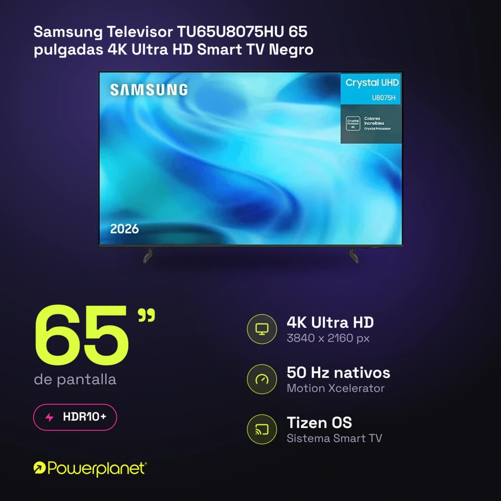 Televisor Samsung TU65U8075HU 65 pulgadas con pantalla LED Crystal UHD 4K, biseles delgados, peanas dobles y panel con información de funciones AI y apps - Ítem10