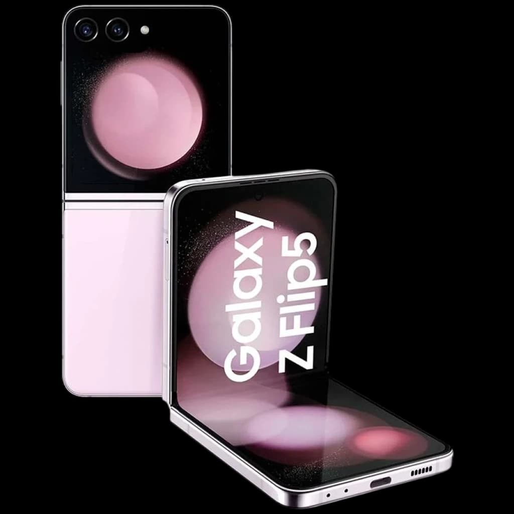 Samsung Galaxy Z Flip5 5G lavanda renovado, bisagra plegable, doble cámara trasera, pantalla externa amplia y pantalla interna sin biseles, 8GB RAM 256GB