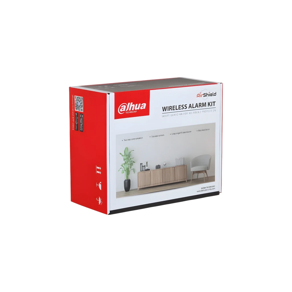 DAHUA-4735 Kit de alarme sem fios com central branca, sensor PIR com LED, contacto magnético, botão SOS e comando, conectividade Wi-Fi e verificação por - Item3