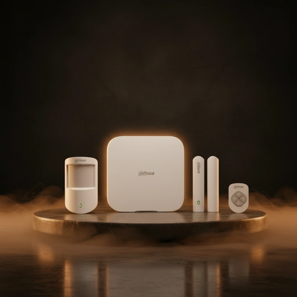 DAHUA-4735 Kit de alarme sem fios com central branca, sensor PIR com LED, contacto magnético, botão SOS e comando, conectividade Wi-Fi e verificação por - Item2
