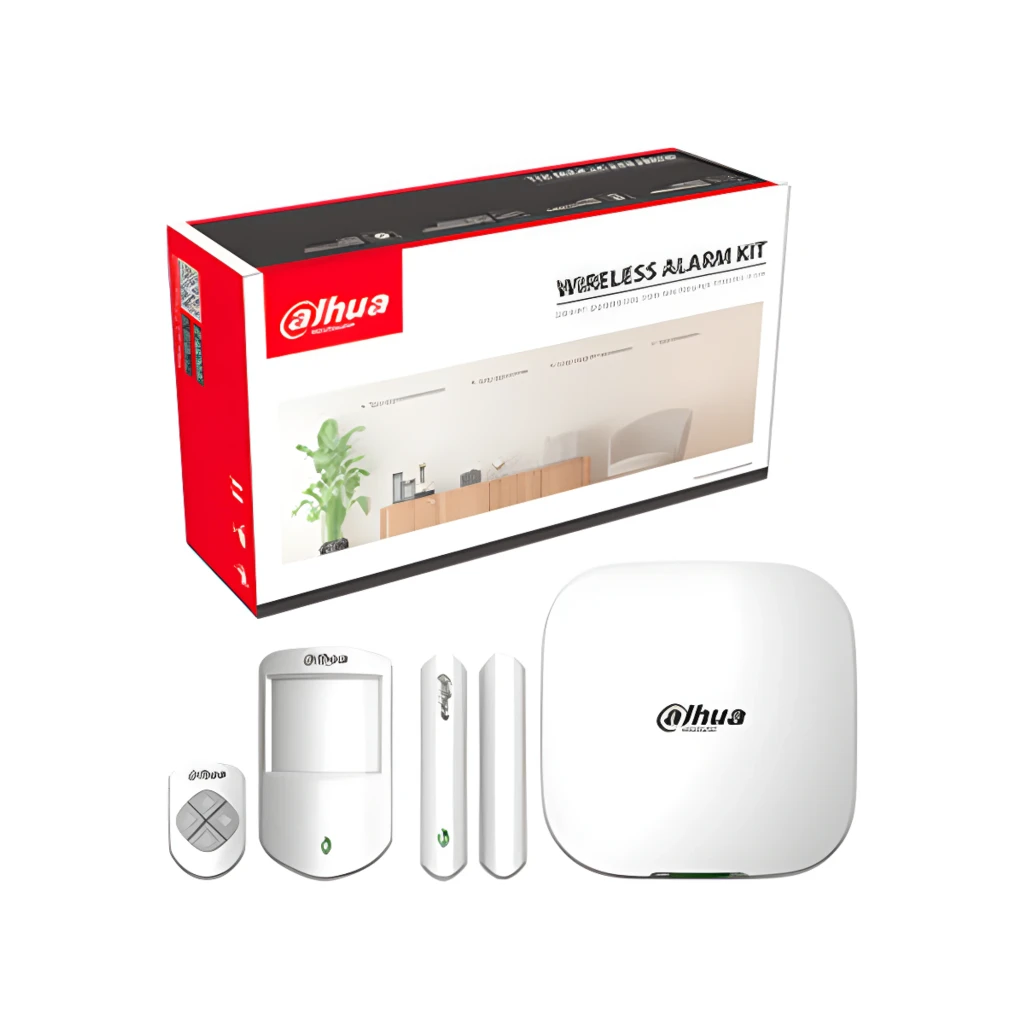 DAHUA-5317N Kit de alarma inalámbrico con central blanca, sensor PIR, contacto magnético y control remoto compacto; LEDs de estado en color verde - Ítem3