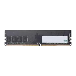 Apacer DDR4 3200 8GB, vista frontal ampliada: PCB cinza escuro com 4 chips visíveis e etiqueta Apacer