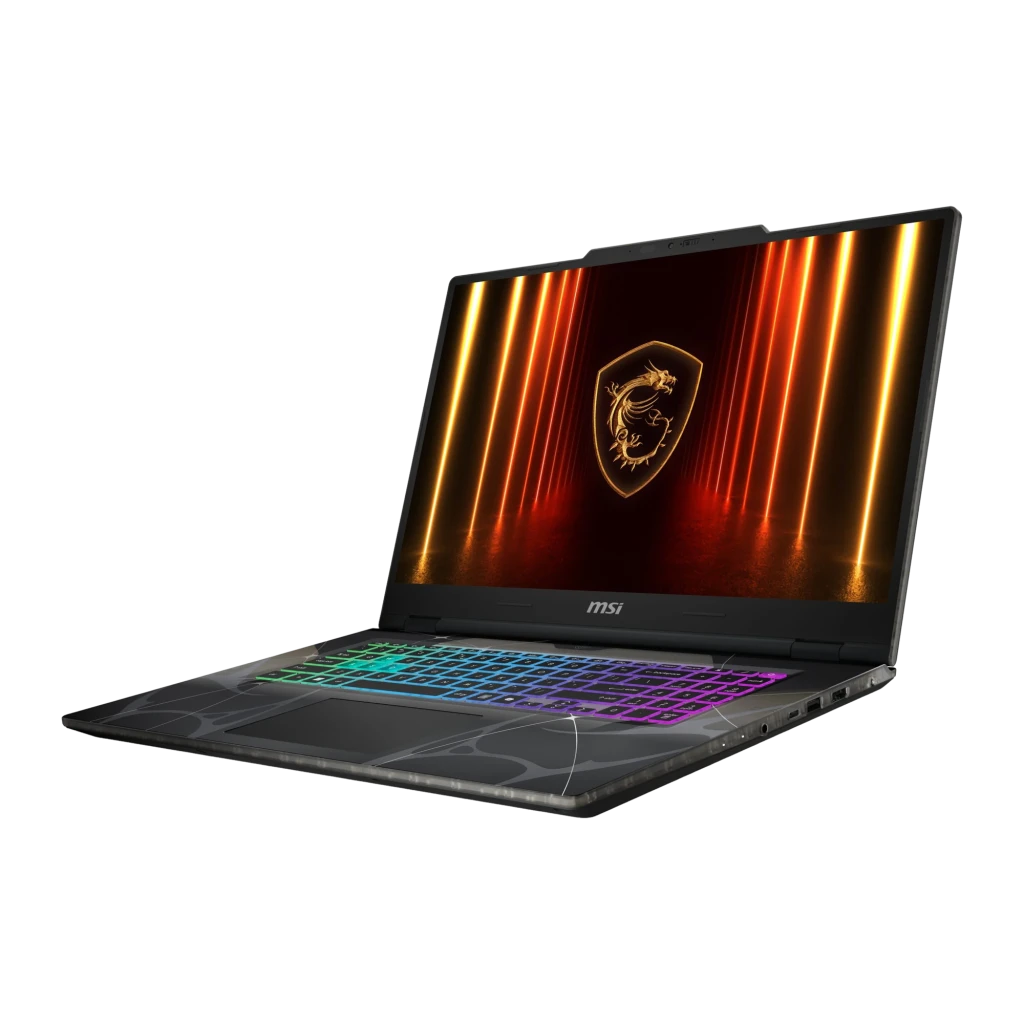 MSI Cyborg 17 B13WFKG 1TB negro translúcido, vista frontal izquierda: pantalla con logo dragón, teclado RGB y chasis con - Ítem2