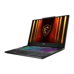 Portátil gaming MSI Cyborg 15 con pantalla 15,6 FHD, chasis negro angular, teclado retroiluminado RGB y logo MSI en pantalla, teclado polaco