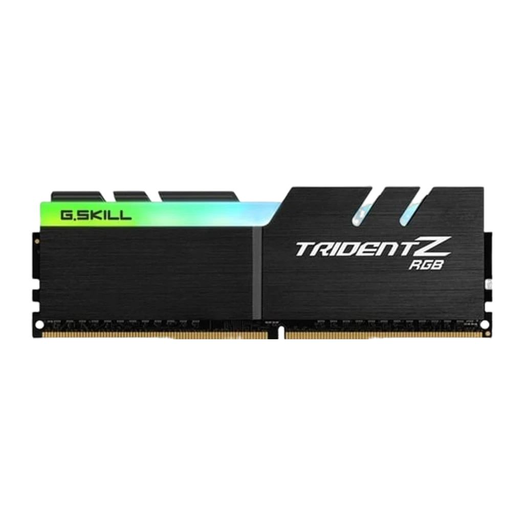 G.Skill TridentZ RGB 16GB DDR4 preto, vista diagonal: dois módulos escalonados com iluminação RGB multicolor no dissipador - Item2