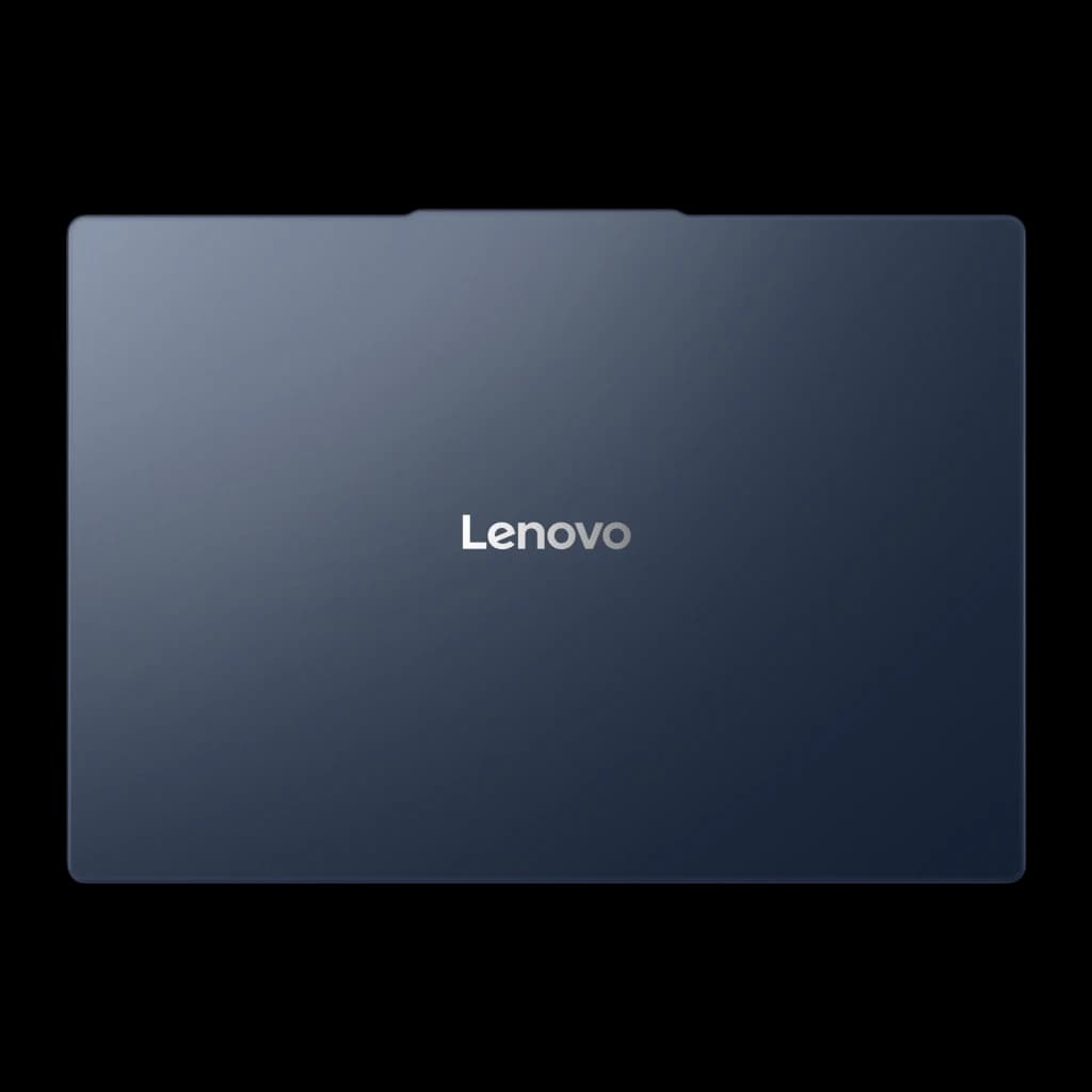 Lenovo IdeaPad Slim 3 15IRH10 512GB Cosmic Blue, vista traseira: tampa fechada com logo Lenovo centrado em azul mate